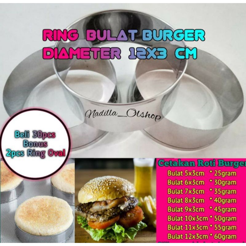 

Ring Burger / Ring Cetakan Bulat / Ring Cutter Bulat 12x3cm isi 6 pcs