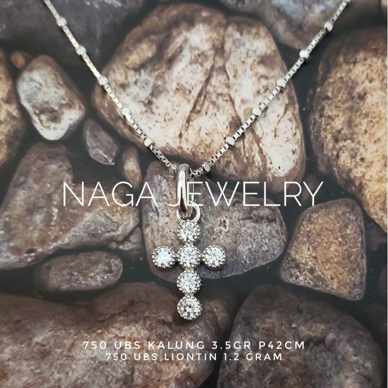 KALUNG WHITEGOLD VANCY SALIB MATA EMAS 750