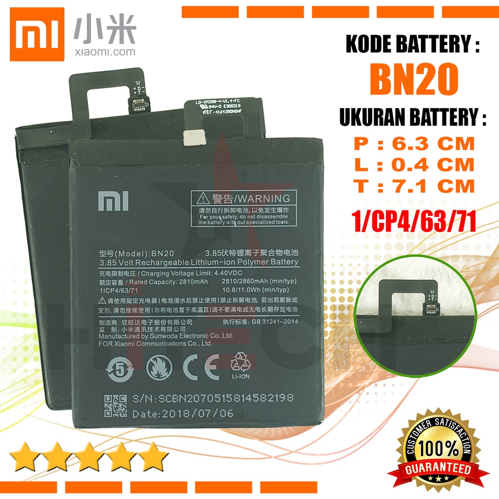 Baterai Battery Original Xiaomi BN20 for Xiaomi Mi 5C