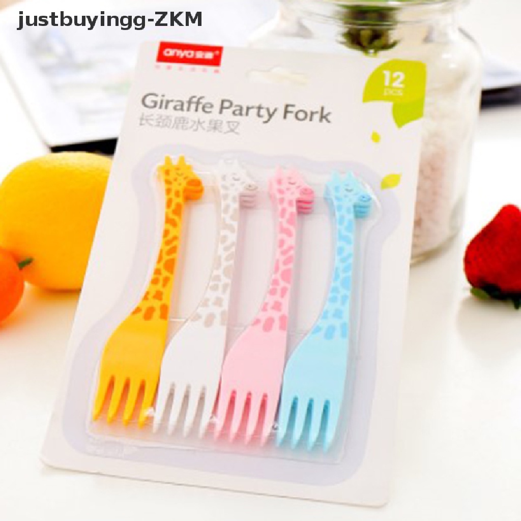 [justbuyingg] 12pcs/set Cartoon Giraffe Shape Food Picks Fruit Snack Toothpick Desert Forks   [zkm]