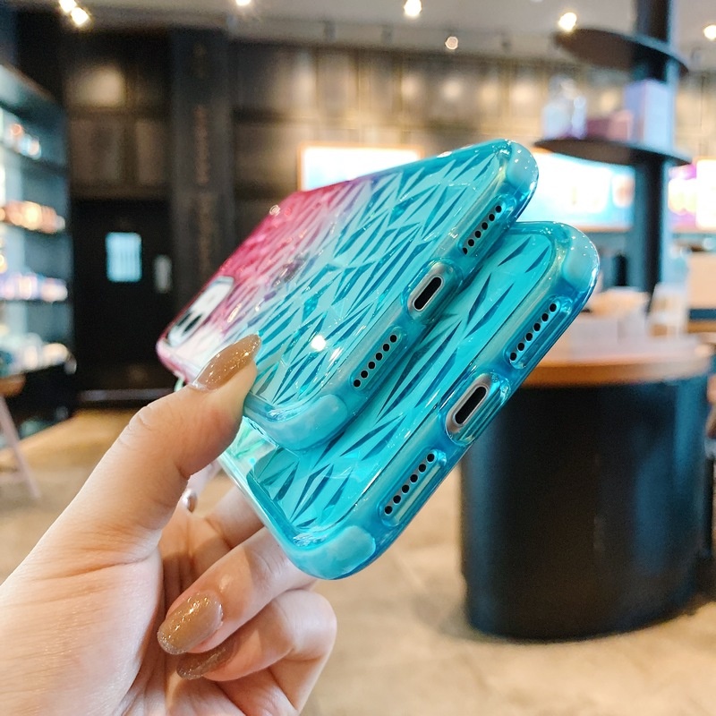 Soft Case Silikon Motif Kristal Berlian Warna Gradasi Untuk IPhone 11 12 13 Pro 7 8 Plus X XR XS MAX