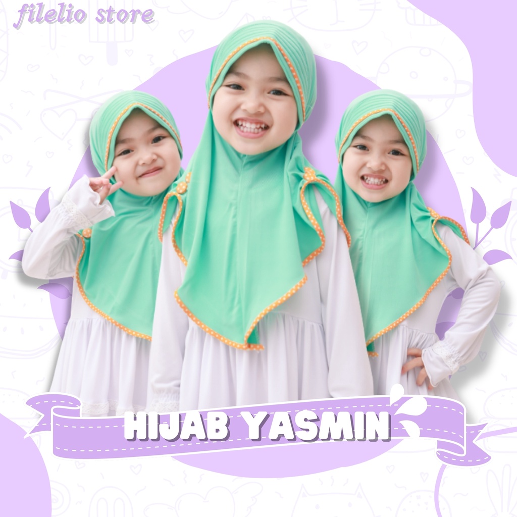 Jilbab Anak Yasmin 3-7 Tahun / Hijab Anak Perempuan / Jilbab Anak TK Lucu Murah / Jilbab Anak Anak