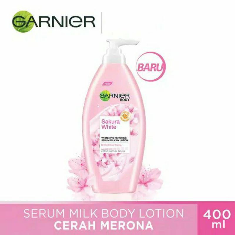 Garnier Sakura Body Lotion 400 ml Serum Milk UV Skin Care White Pinkish Radiance 400ml