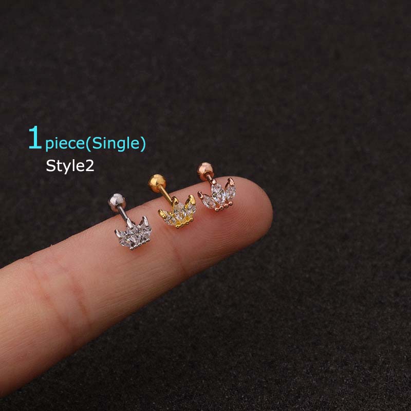 1piece Earrings Cartilage Tragus Piercing Ear Helix Auricle Pinna Stud Stainless Steel 20G