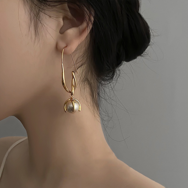 Anting Gantung Panjang Model Garis Dengan Mutiara Mewah Untuk Wanita