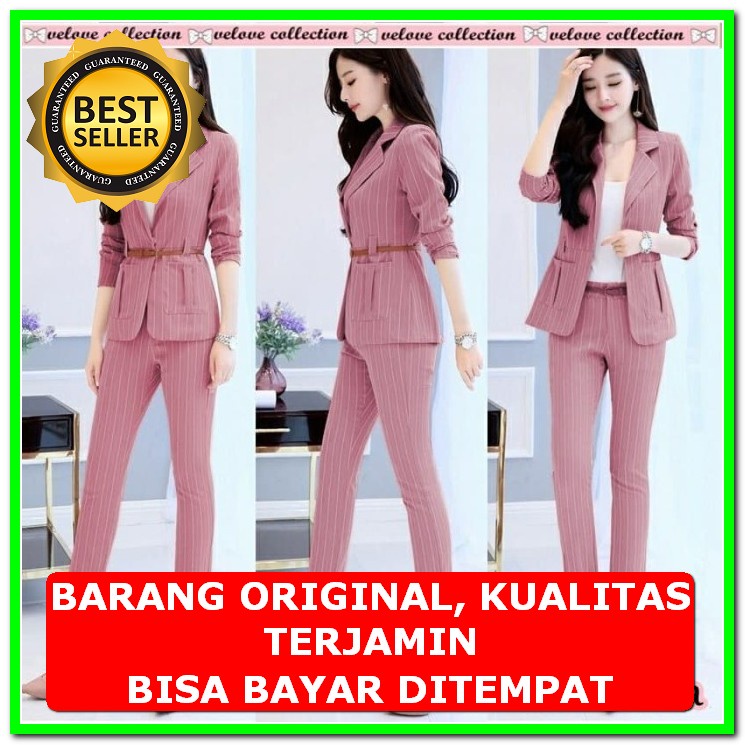 One Set Kekinian Jahitan Terbalik Baju Setelan Wanita Rok Blouse  GC896 Set 2In1 Naura Dusty [ 0153]
