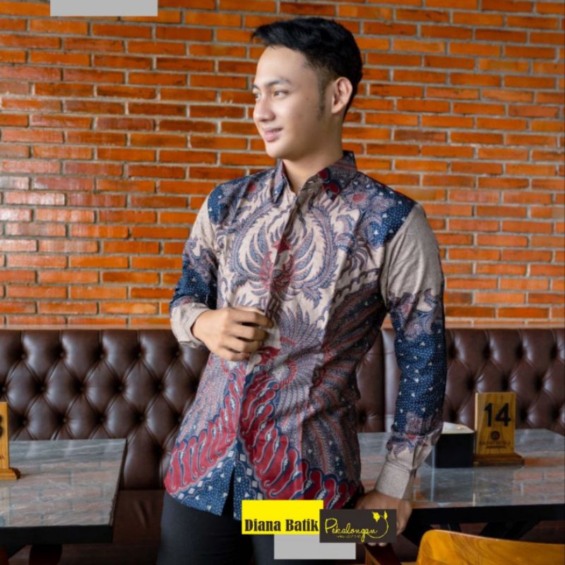 Kemeja Batik Pria Model Slimfit Terbaru Lengan Panjang Bahan Katun M L XL