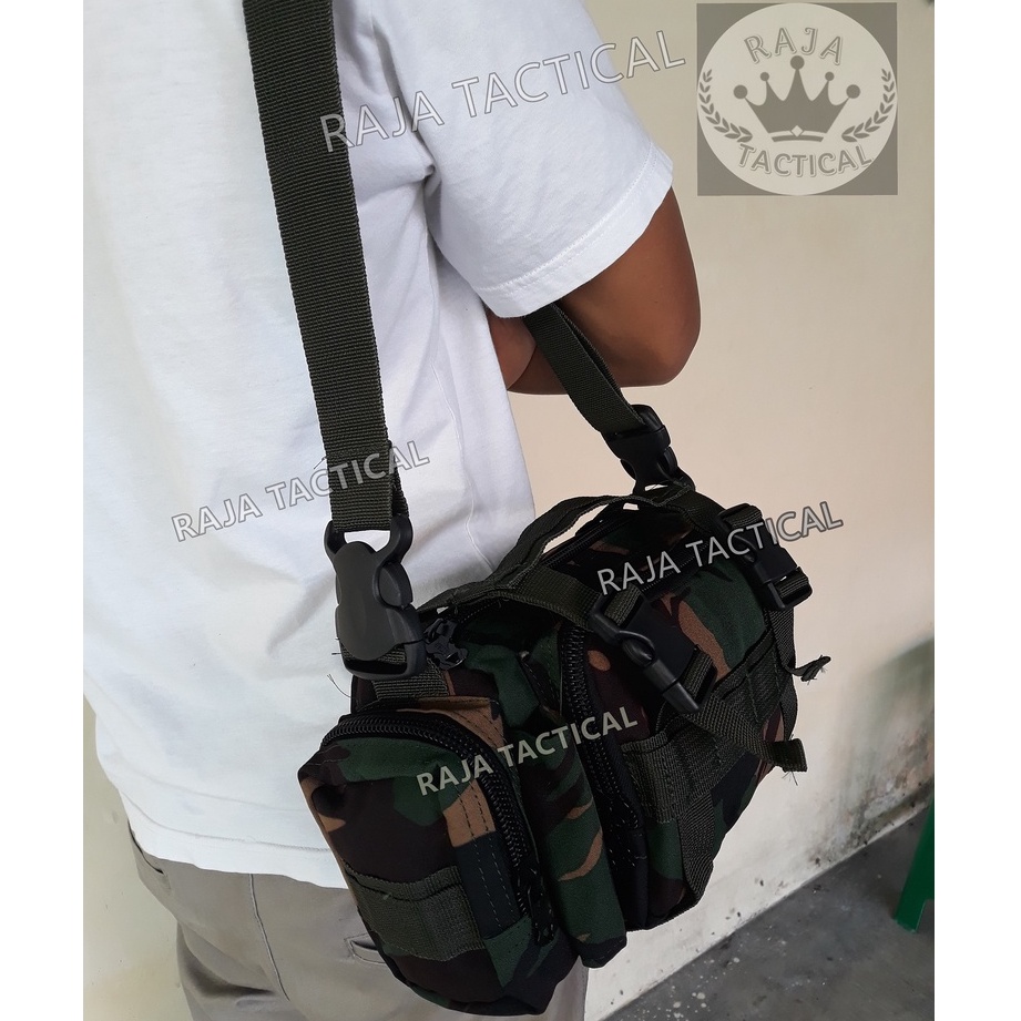 Tas Pinggang Camo Anti Air Loreng TNI Tas Slempang Waterproof Malvinas