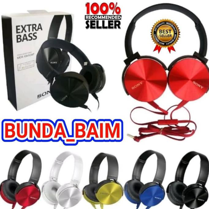 HEADPHONE SONY MDR-XB450AP / HEADSET BANDO SONY XB 450 / EXTRA BASS