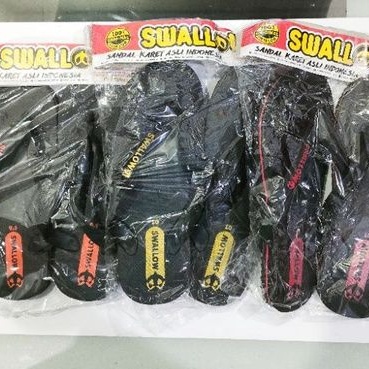 sandal swallow hitam size 9,5 -11 isi 6 pasang