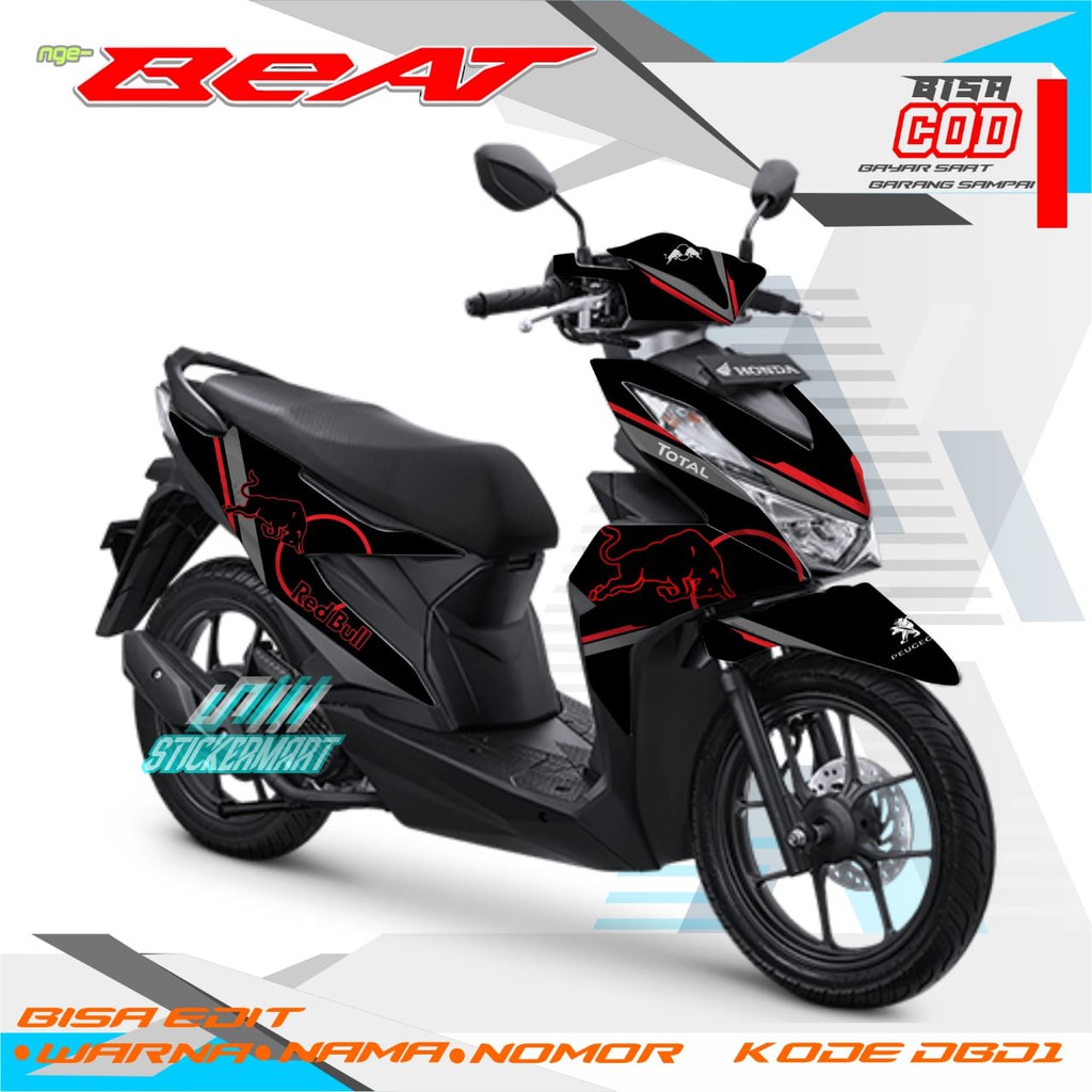 STICKER DECAL FULL BODY HONDA BEAT HITAM REDBULL