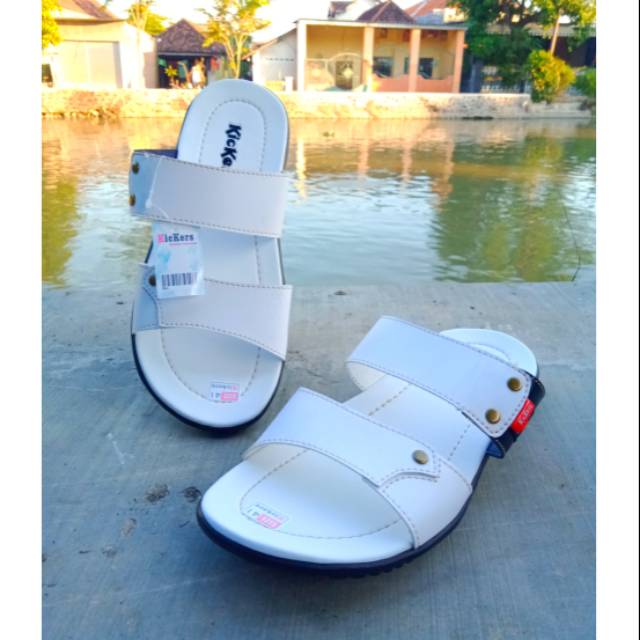 Maulana Fashion - Sandal Selop Pria Putih / Sandal Selop Cowok Dewasa / Sandal Selop Laki laki Remaj