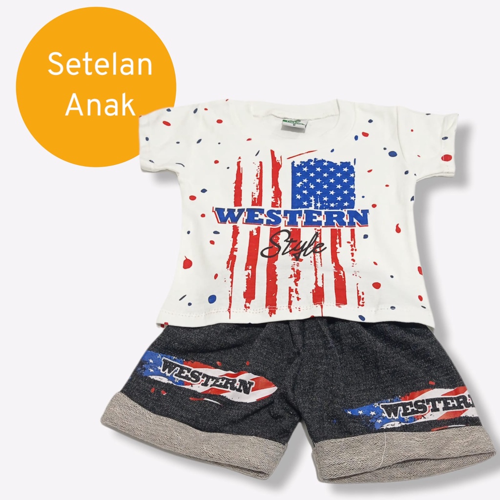 Setelan Baju Bayi Anak Laki Laki Motif Sablon