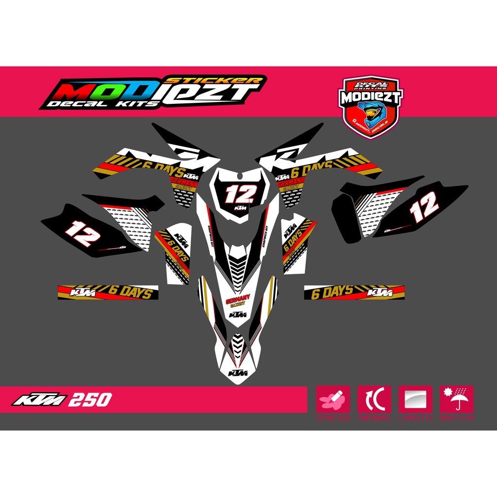 Stiker Decal Striping Cutting Ktm 250 Sixdays Free Stiker Shopee