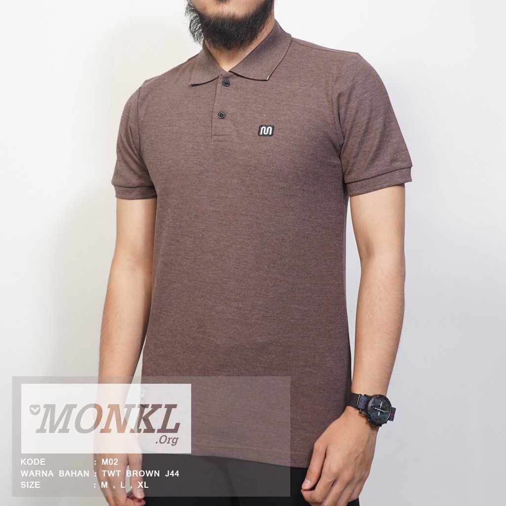 TERLARIS  BAJU KAOS KERAH T-SHIRT PRIA MEREK MONKL BAHAN ADEM MENYERAP KERINGAT M-02