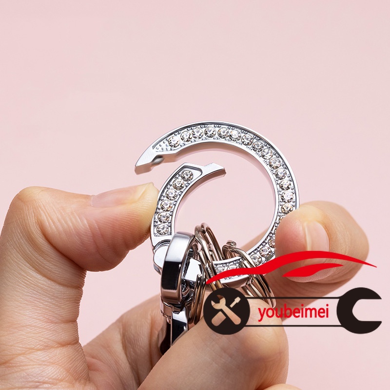 1 Pc Gantungan Kunci Model Putar 360 Derajat Bahan Metal Aksen Berlian Imitasi Untuk Wanita