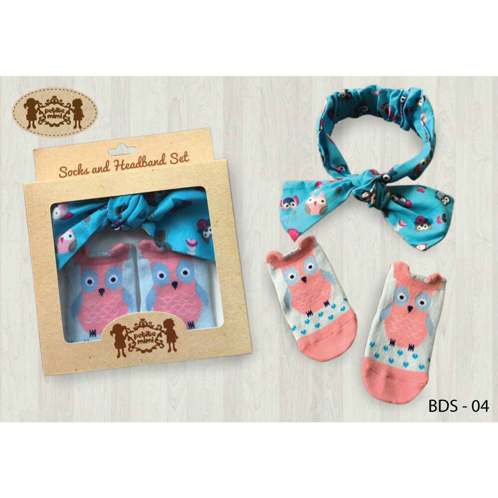 Petite Mimi - Socks and Headband Set OWL BLUE