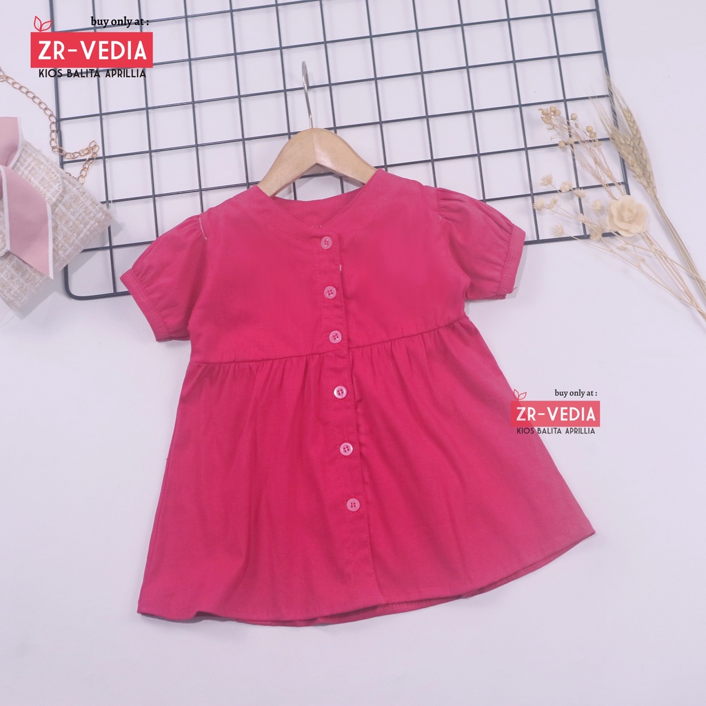 Dress Allysa uk 1-4 Tahun / Baju Polos Lengan Pendek Anak Perempuan Cewek Blouse Tunik Adem Branded Tshirt