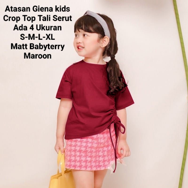 Crop Top Tali Serut Atasan Anak Perempuan Lengan Pendek/Atasan Giena Kids 1-6 Tahun Matt BabyTerry