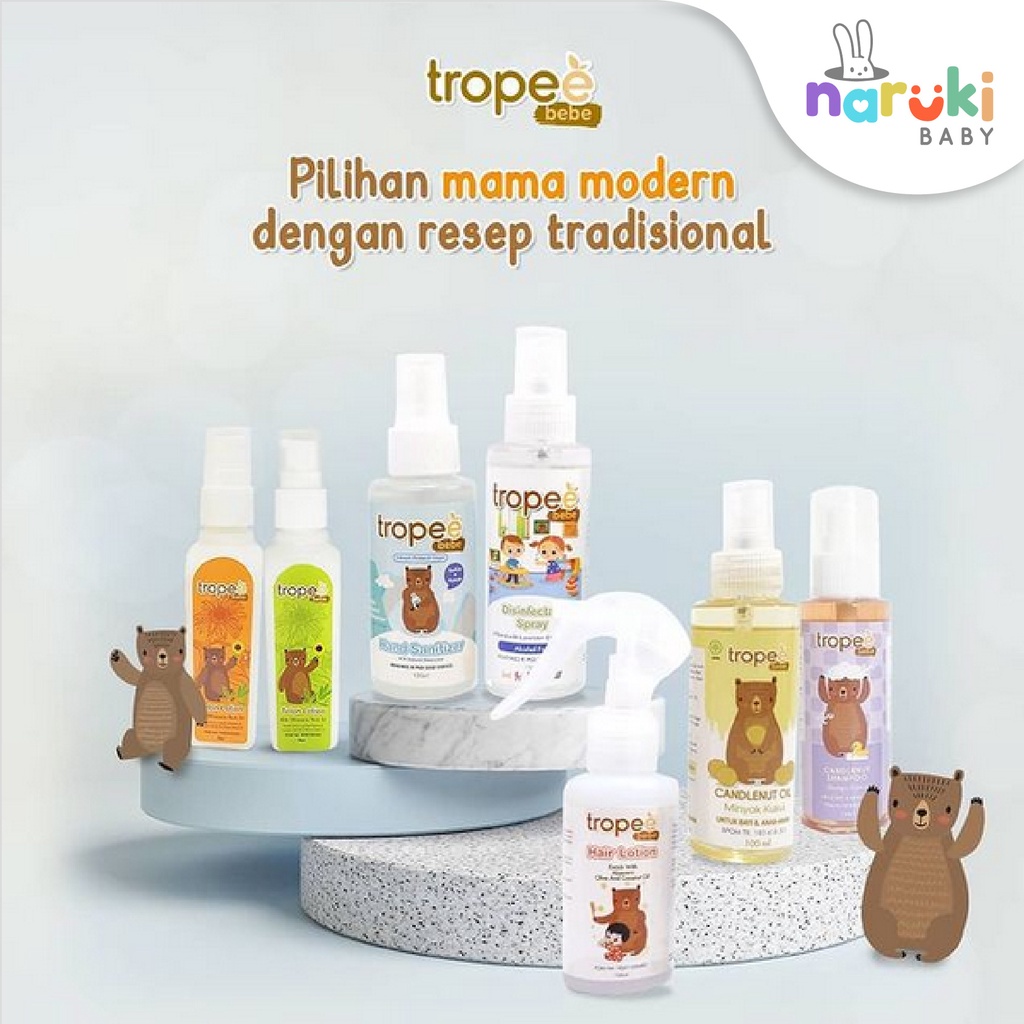 Tropee Bebe Candlenut Shampoo / Candlenut Oil-Minyak Kemiri / Hair Lotion / Disinfectant Spray/ Bye Bye Bug Spray Cream / Starter Kit 100ml