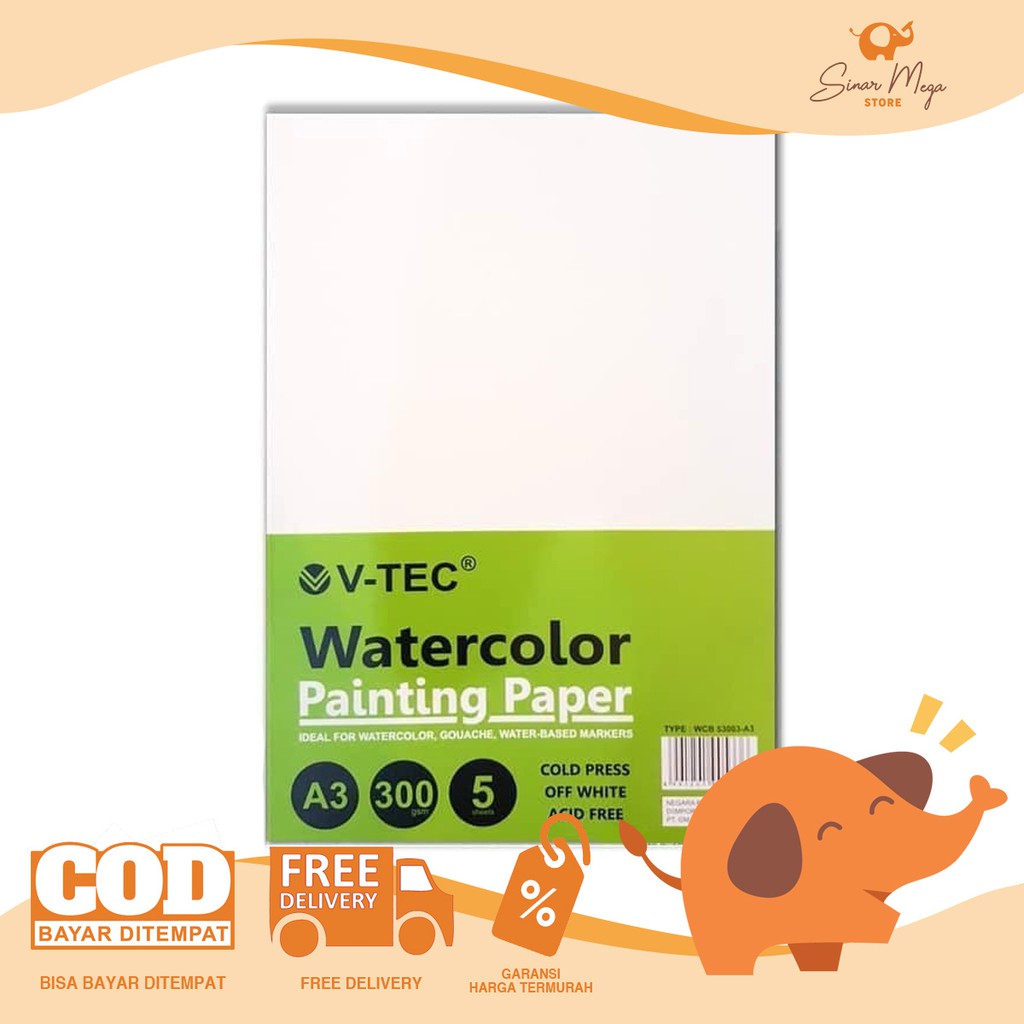 

V-Tec VTec Watercolor Painting Paper A3 300gsm / Kertas Buku Gambar Cat air