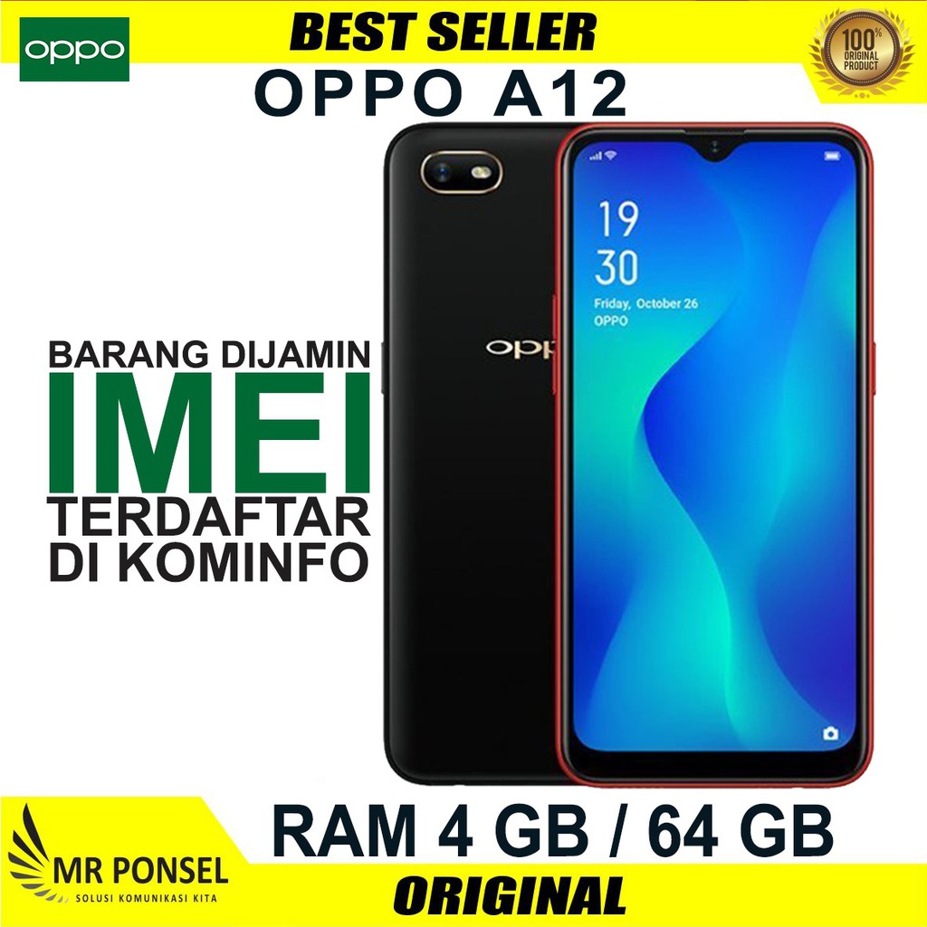 OPPO A12 RAM 4GB ROM 64GB GARANSI RESMI