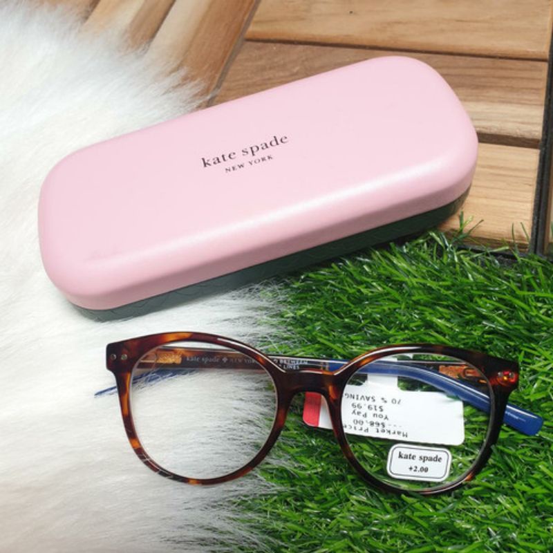 KACAMATA KATE SPADE KAYLIN DARK READER GLASSES HAVANA BLUE LENSA +1,5