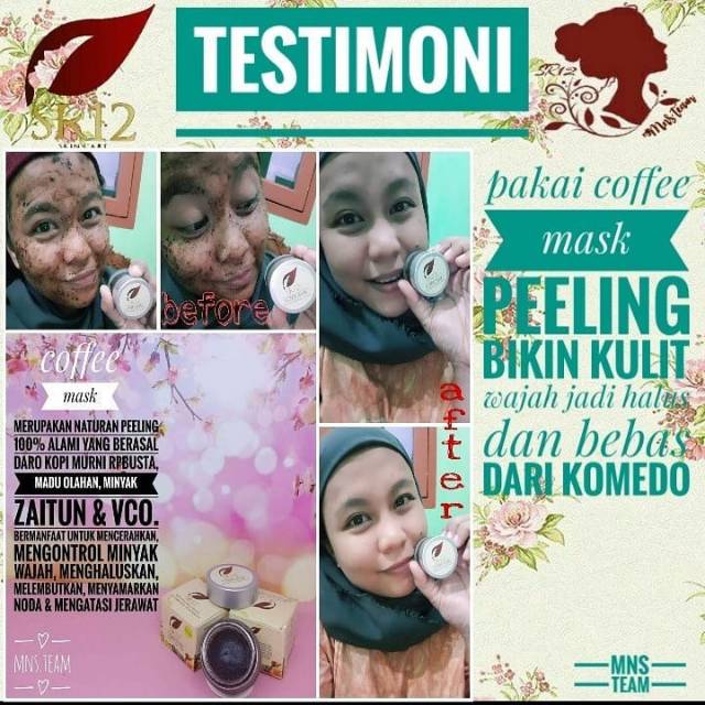 COFFEE MASK PEELING SR12 / PEELING HERBAL SR12/ PEELING KOPI ROBUSTA/ PEELING ALAMI