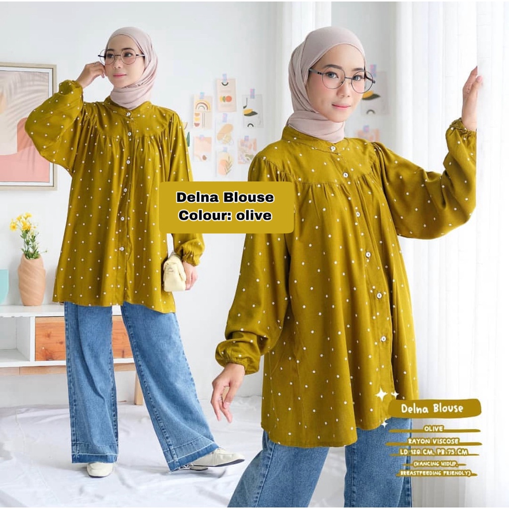 BLOUSE RAYON BUSUI - ATASAN KEMEJA KOMBI KATUN OVERSIZE JUMBO - DELNA ERZATA SEHIKO VELVE SINDIVA SINDIKA SINDIA BIFLIA ALINS DAVADIV MIKU ALDONA DILRA GHAFFA PINTA-DELNA OLIVE