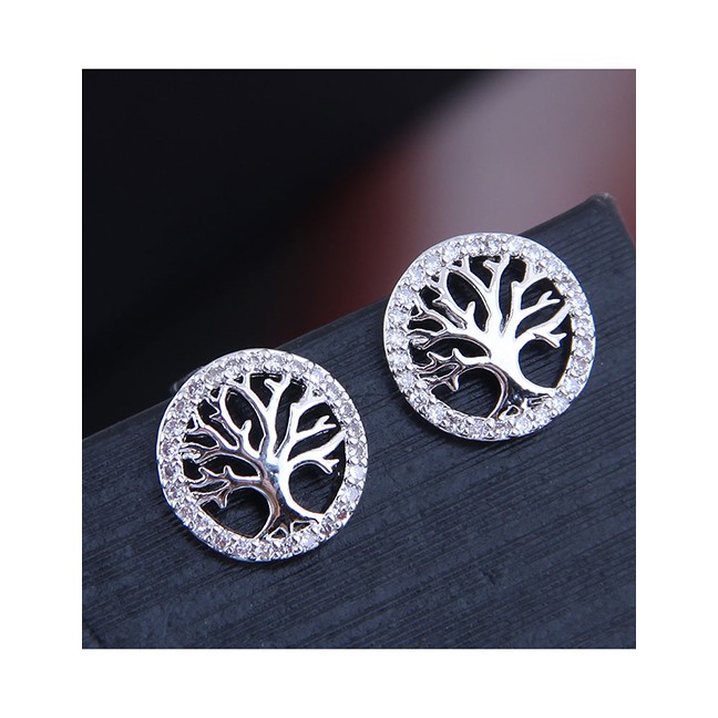 LRC Anting Tusuk Fashion Silver 925 Silver Needle Copper Micro-inlaid Zircon Christmas Tree Stud