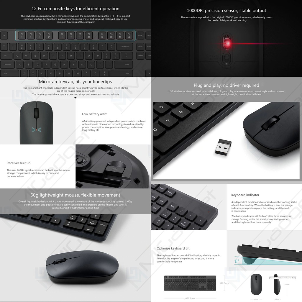 Wireless Keyboard Mouse Combo 2.4GHz - WXJS01YM