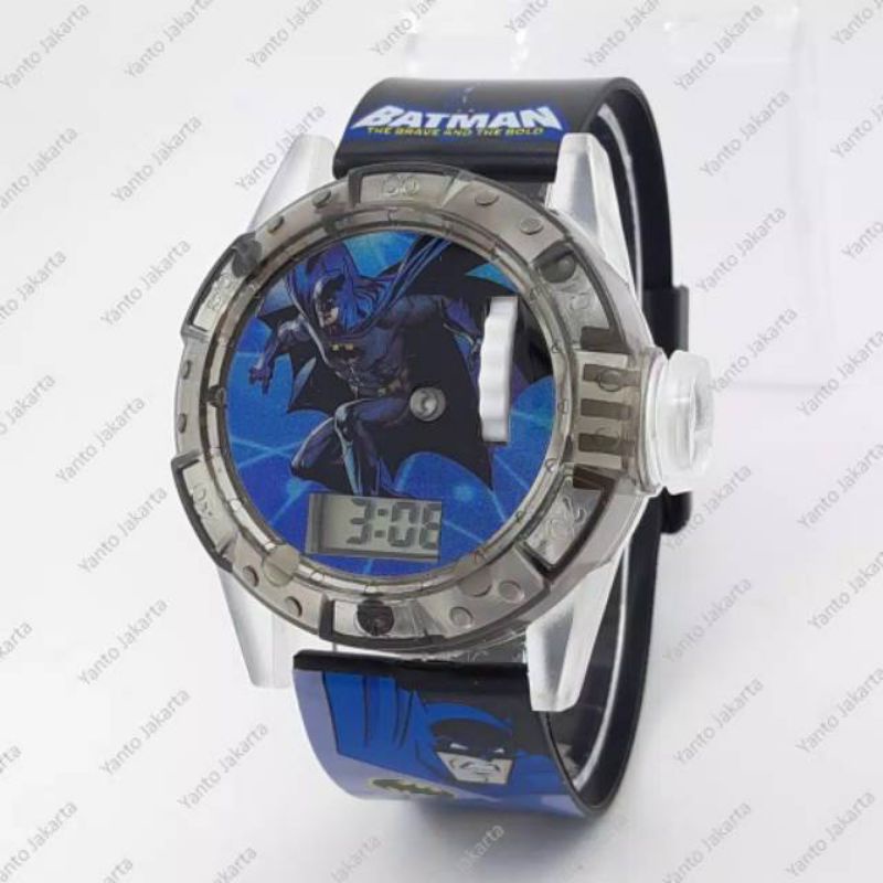 (Cod)Jam Tangan Anak&quot; Laser Batman Melody Lampu Strap Rubber(Dikirim Jakarta)