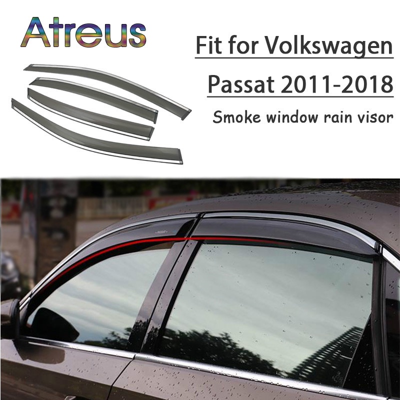 1 Set Visor Pelindung Kaca Jendela Mobil VW Volkswagen Passat Bahan ABS 2011-2018