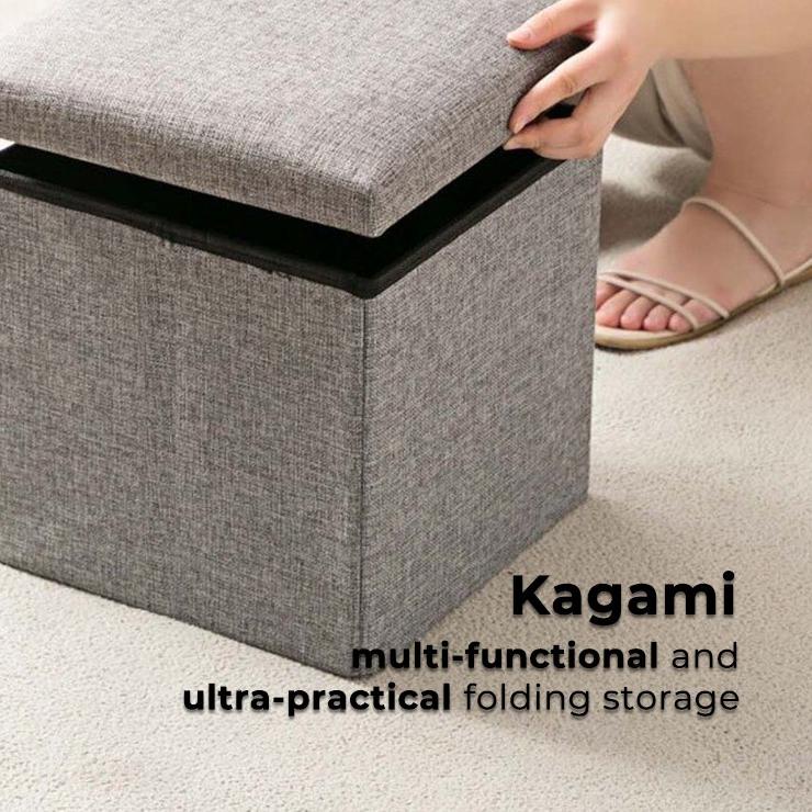 ➭ YAMA KAGAMI Storage Box Stool Kotak Penyimpanan Serbaguna Tempat Duduk Kursi Sofa ❋