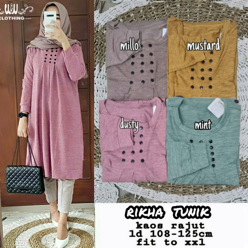 Tunik Panjang Polos Harian Kaos Rajut Import Wanita Terbaru 2021 Jumbo Melar XL XXL Ld 110 120 125 R