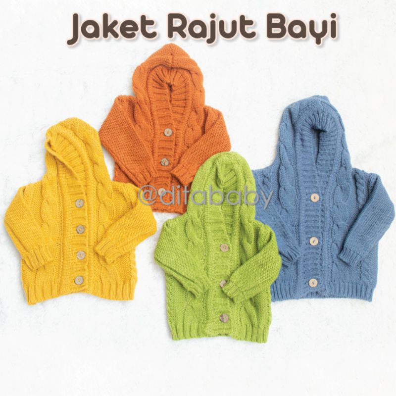 JAKET BAYI RAJUT/CARDIGAN RAJUT BAYI/BAJU HANGAT BAYI/BAJU TEBAL BAYI/CARDIGAN HOODIE BAYI