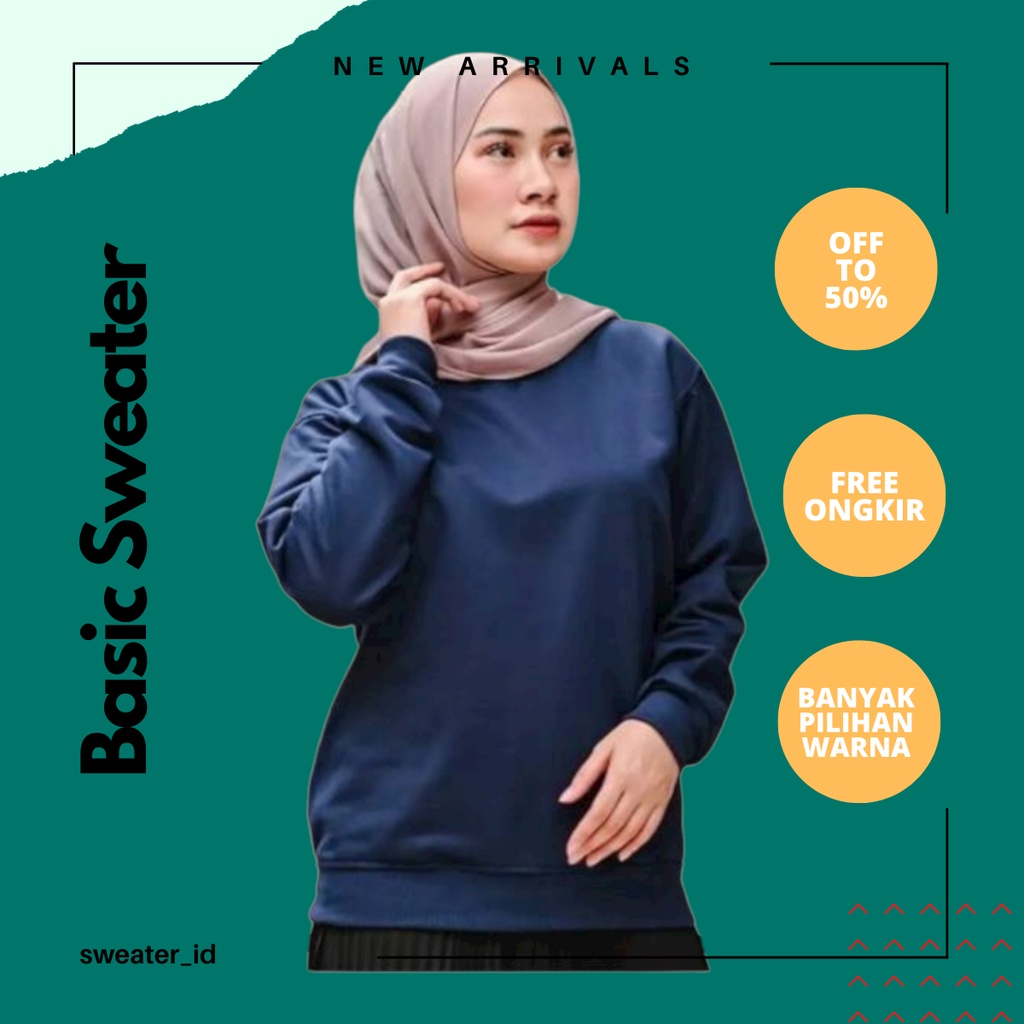 SWEATER_ID Basic Sweater Crewneck Donker Biru Navy Polos Unisex