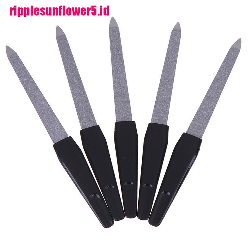 1pc Kikir Kuku Dua Sisi Bahan Stainless Steel Untuk Manicure / Pedicure