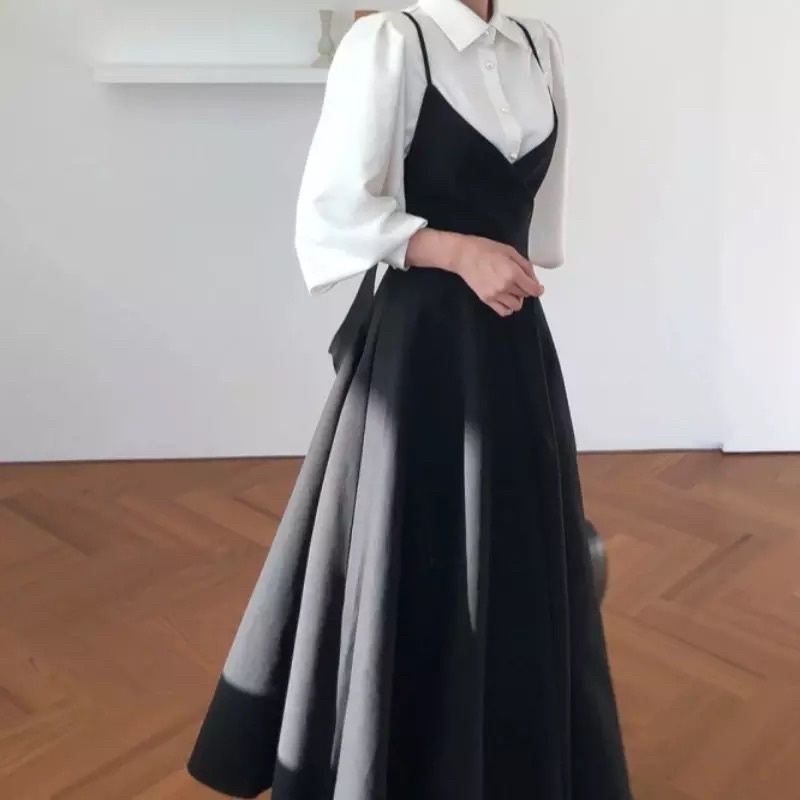 Dress One set (Kemeja & Dress Hitam)