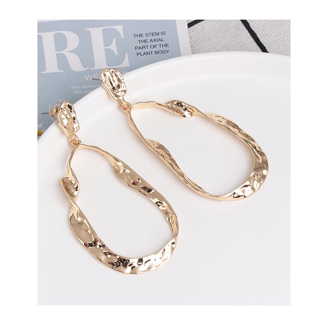 LRC Anting Tusuk Fashion Golden Geometric Irregular Earrings D71009