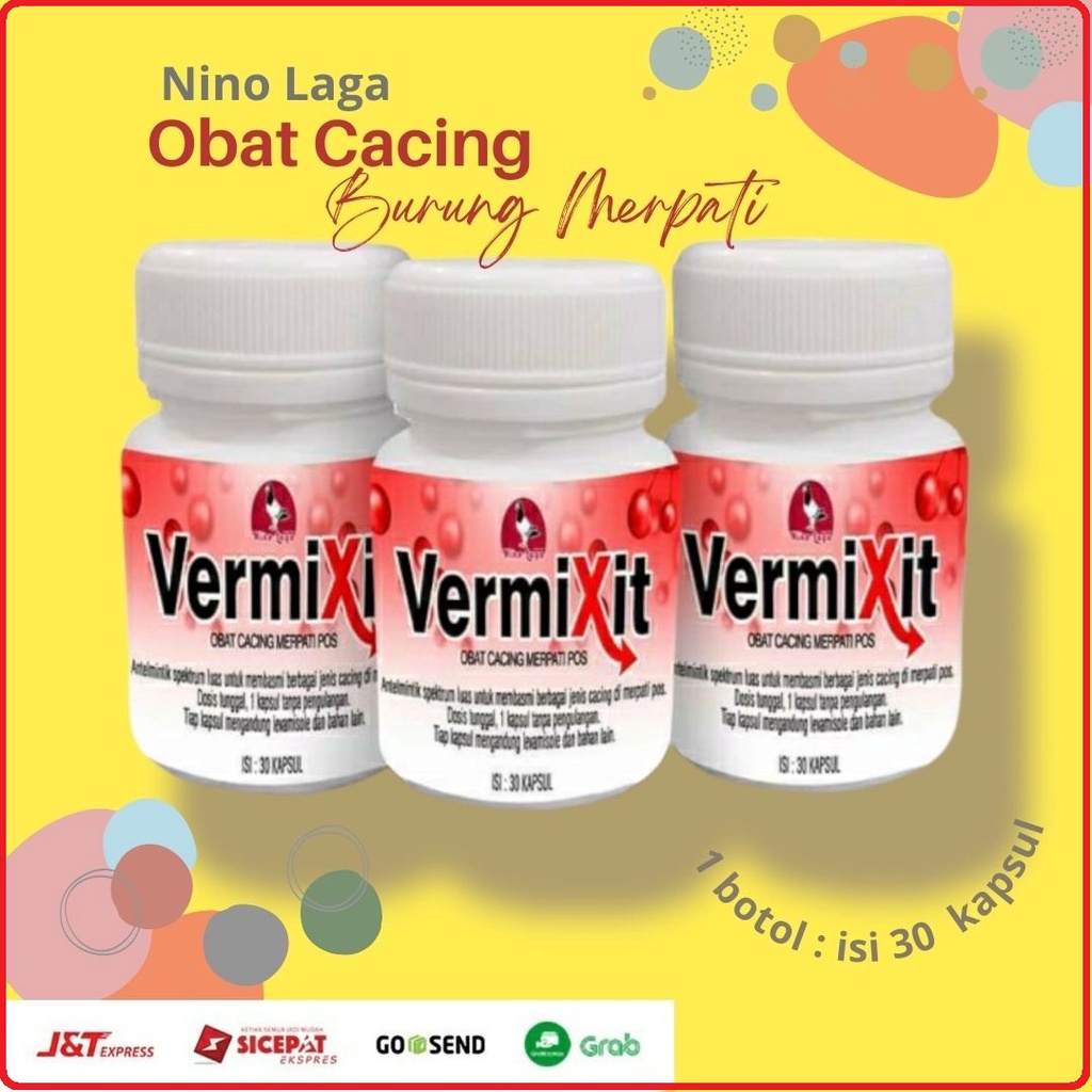 (Nino Laga) Vermixit Obat Cacing Burung Merpati 1 botol isi 30 kapsul