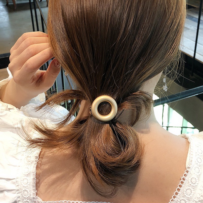 AC027 Ikat Rambut Logam Minimalis Persegi dan Bulat Model Aksesoris Korea