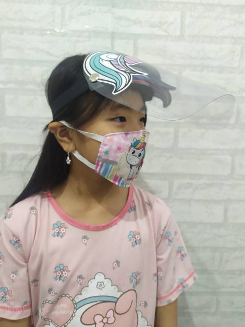 faceshield anak buka tutup / face shield karakter lucu / face shield pelindung wajah anak