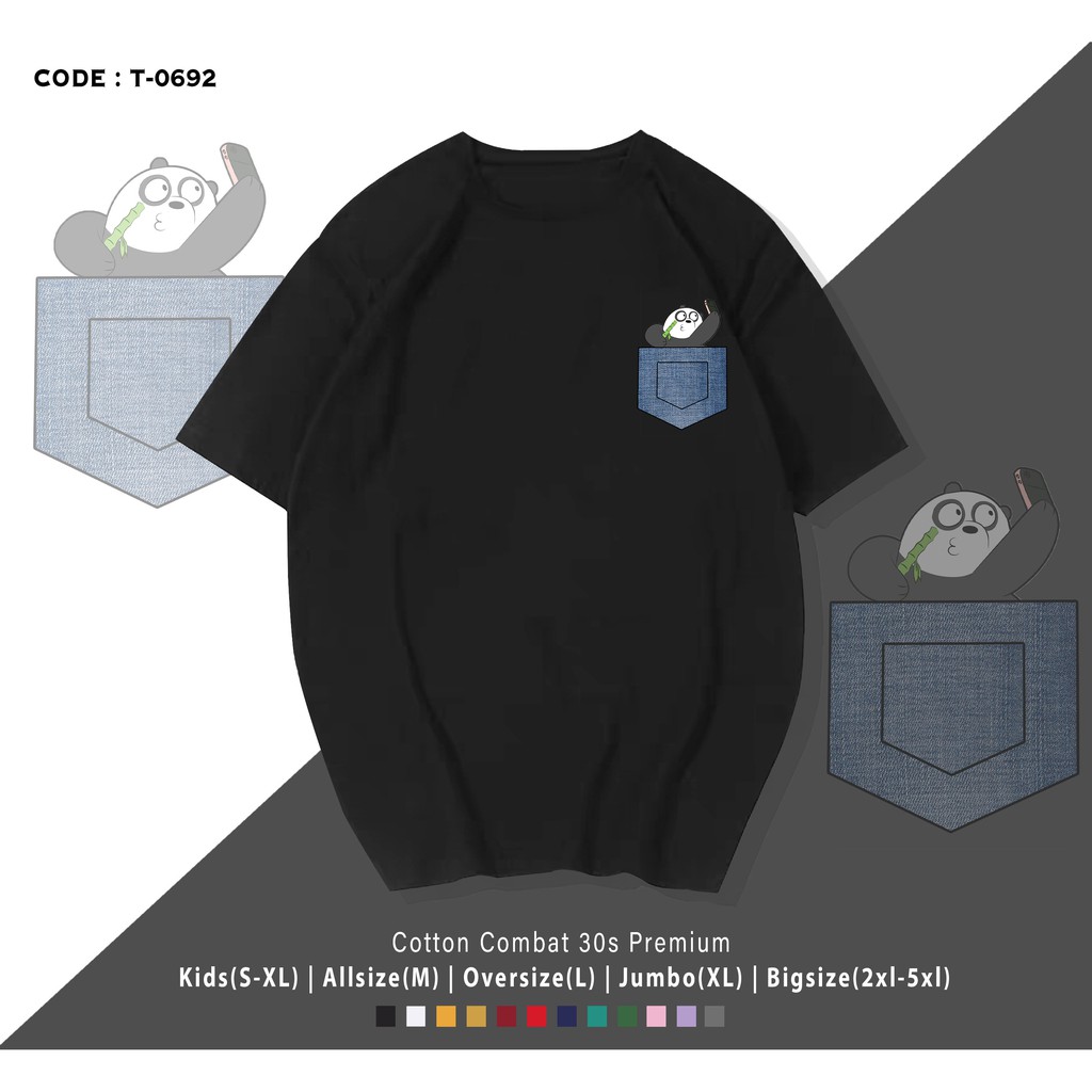 T-SHIRT / KAOS UNISEX WE BARE BEARS POCKET EDITION / 100% REAL PICTURE / BAJU SANTAI ADEM