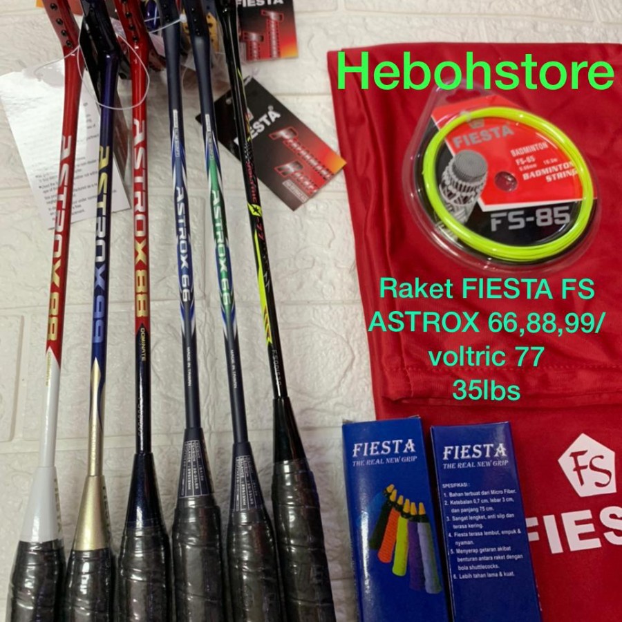 Raket badminton FIESTA FS ASTROX 66/88/99 Voltric 77 taiwan KUAT 35lbs original