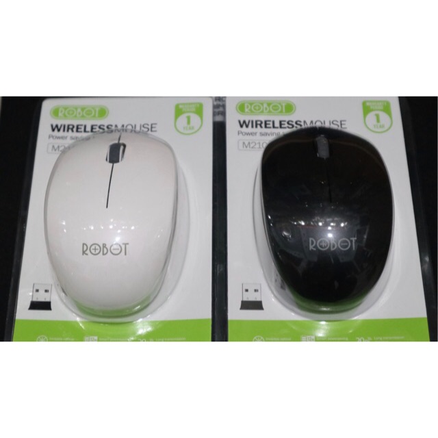 Mouse Wireless ROBOT M210 Original + Baterai AA Bluetooth Wireless 2.4G Optical USB Mouse Garansi Original Resmi