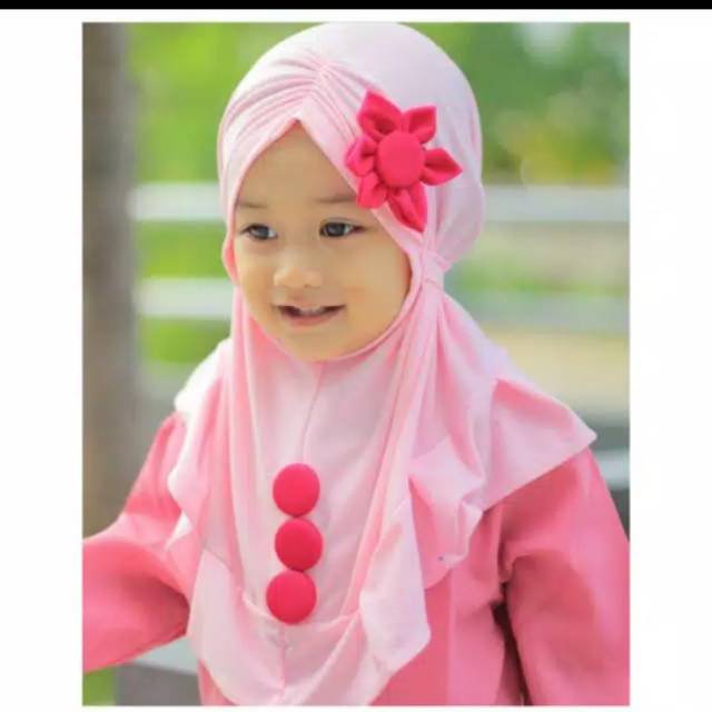 Jilbab Bayi Bunga Kancing Jilbab Bayi Lucu Imut