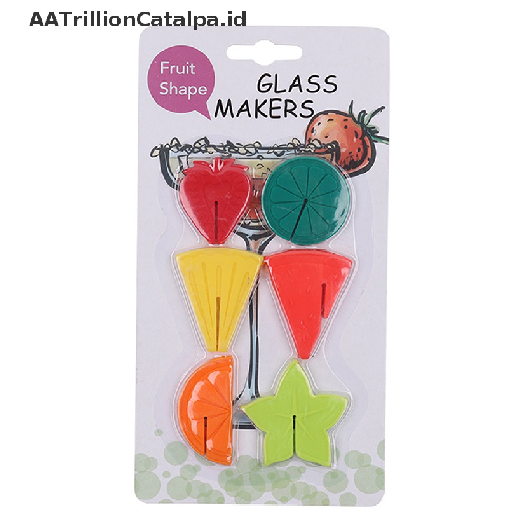 6 Pcs / set Label Penanda Gelas Wine Bahan Silikon Motif Buah