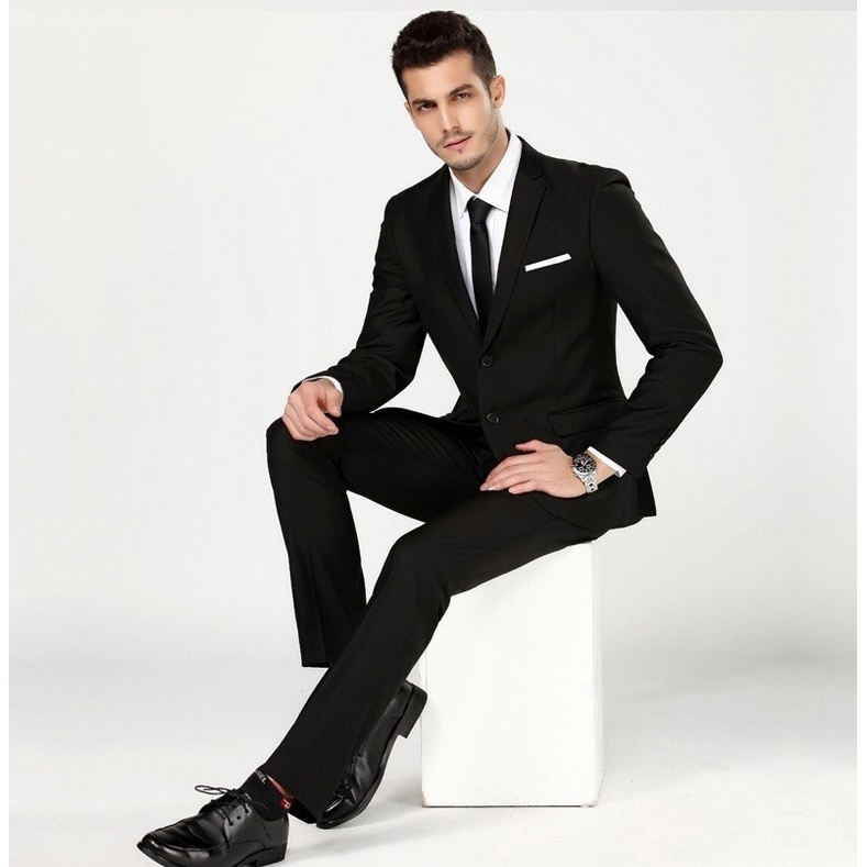 SETELAN JAS HITAM FORMAL PRIA SLIMFIT PAKET LENGKAP 4IN1 HIGH TWIST ISTIMEWA ORIGINAL NIKAYU
