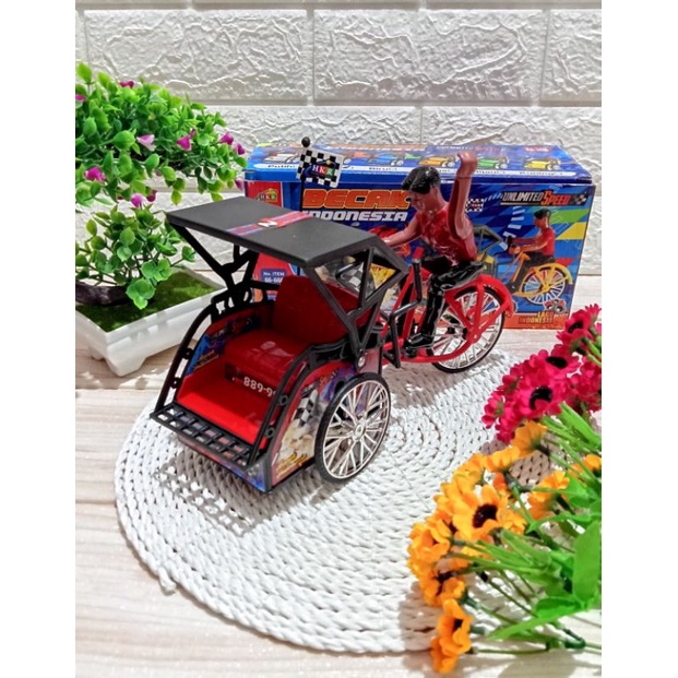 mainan becak indonesia.becak musik ORIGINAL SNI